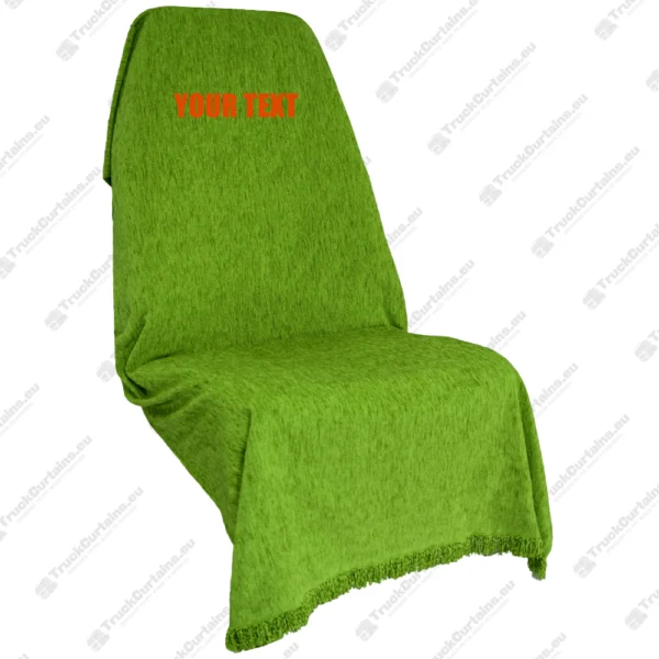 Truck Seat Throw for Ford - Green Chenille with Orange Embossed Custom Text
